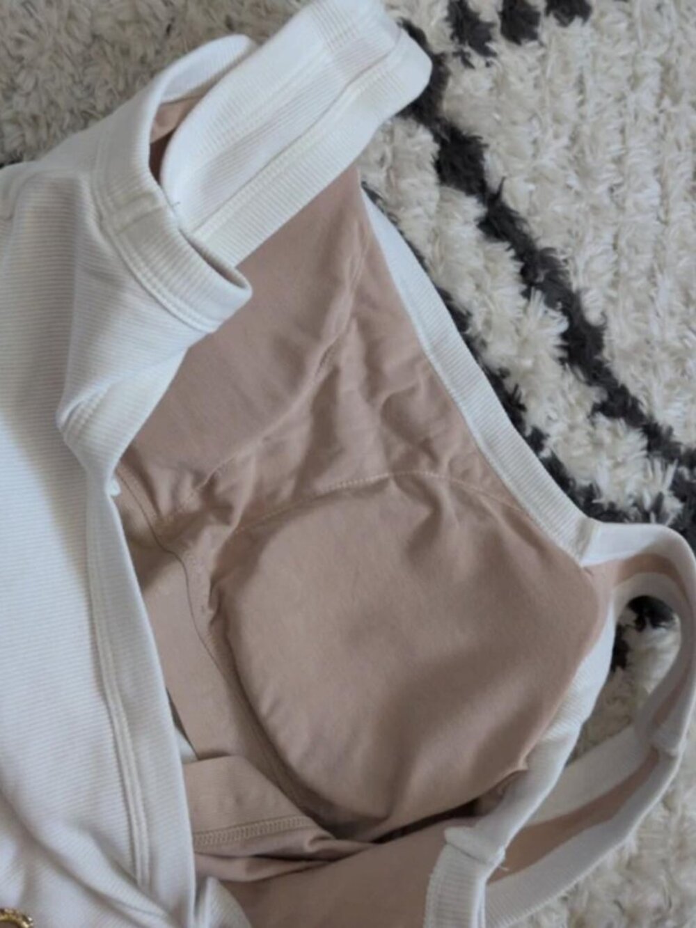 OGL Built-In Bra White Ribbed Tank - Picture 2 of 5